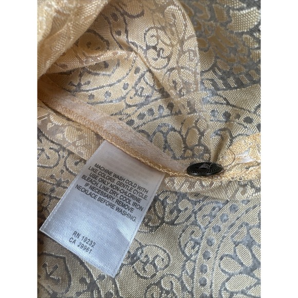 Alfred‎ Dunner Women Sheer Medallion Floral 3/4 Sleeve Button-Up 18W Burnout Top - Picture 3 of 9